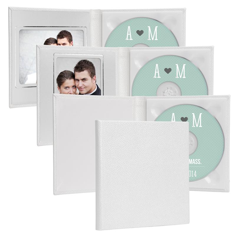 Classic Single CD Holder Wedding White Leather CD/DVD Case Folio - Click Image to Close